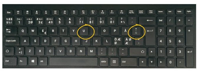 ü på et dansk tastatur