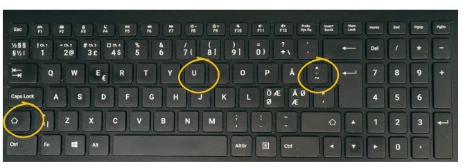 Ü på dansk tastatur