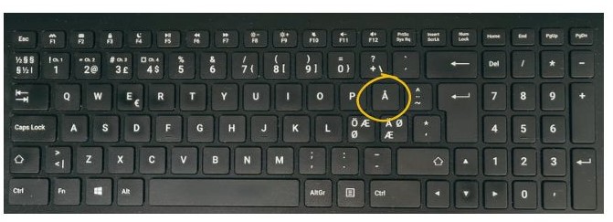 ü/Ü på tysk tastaturlayout